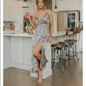 Floral Satin Maxi Dress